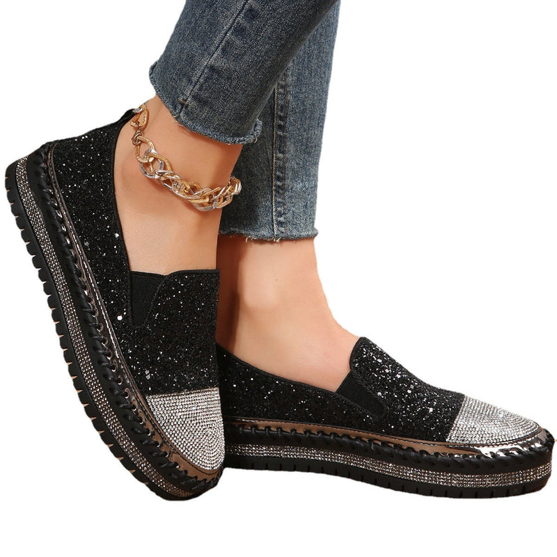 Gianna Rhinestone Casual Women's Thick Loafers