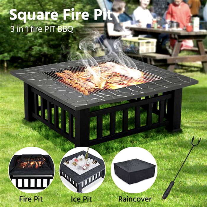 3 in 1 Wood Burning Outdoor Fire Pit - Patio Wood Fireplace