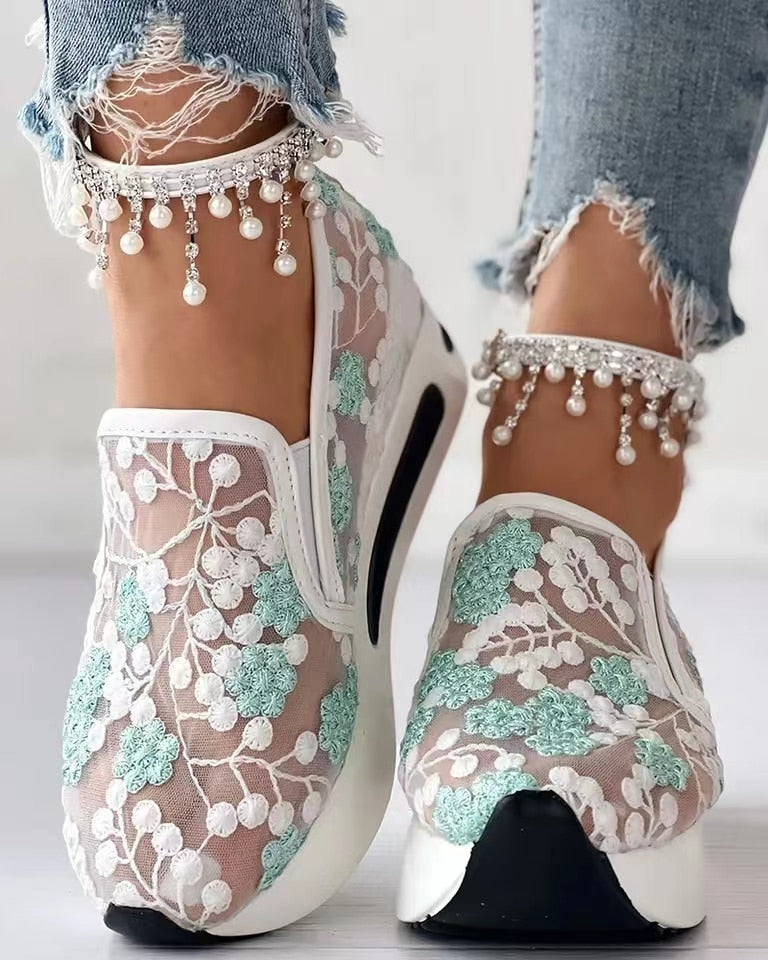 Esmeralda Sneakers mit Blumen-Absatz für Damen
