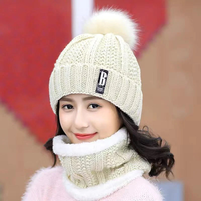 Vibiana Unisex Wool Knitted Winter Scarf Zipper Beanie Hat