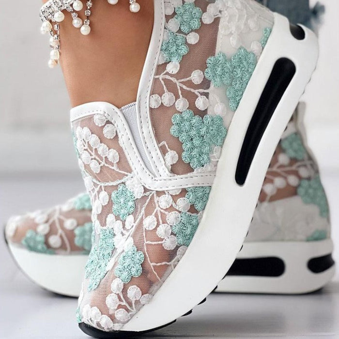 Esmeralda Women's Heeled Flowers Sneakers