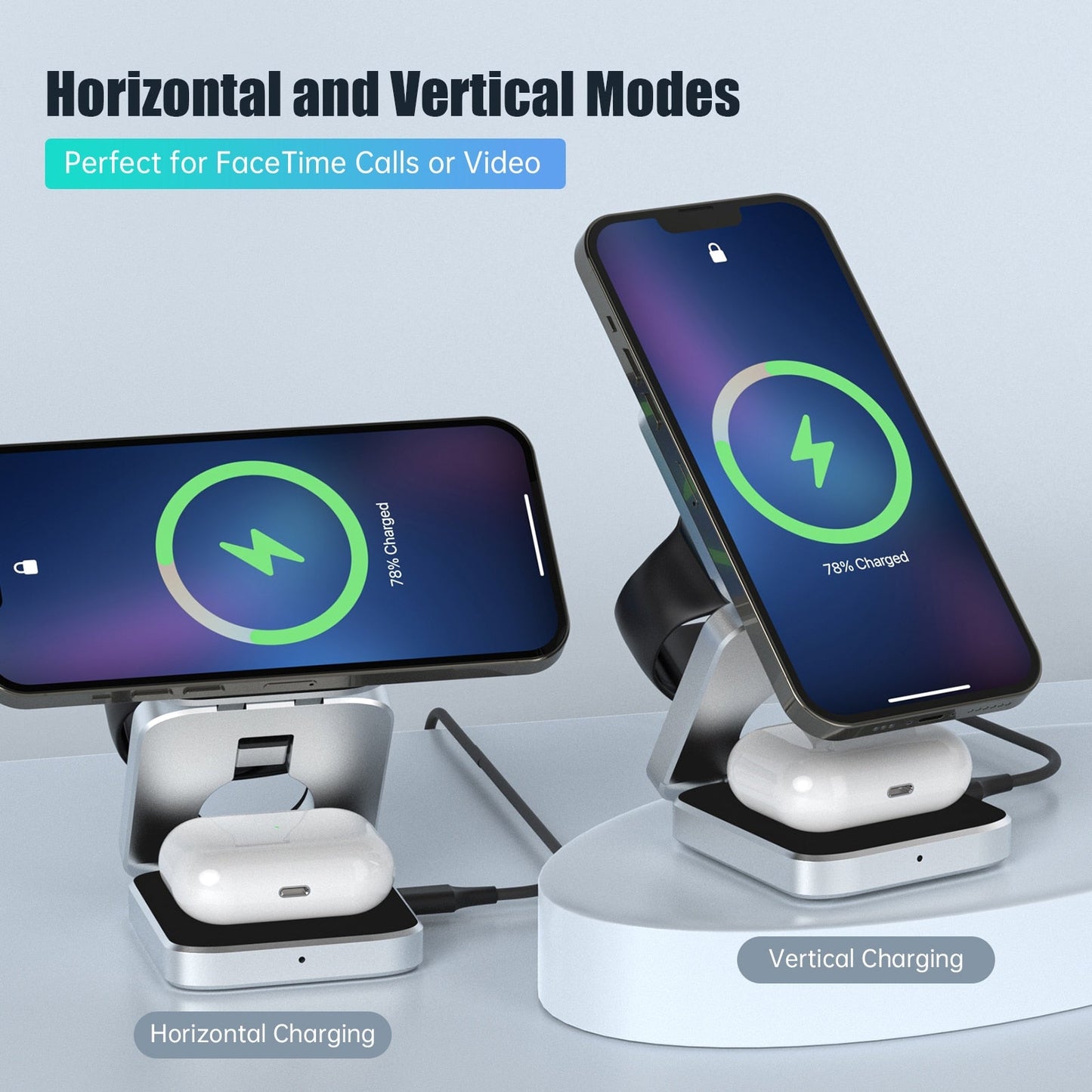 3 in 1 Foldable Stainless Steel Charging Dock 30W