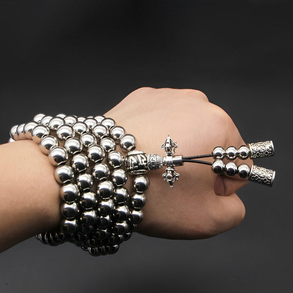 Self Defense Metal Buddha Bead Necklace Whip