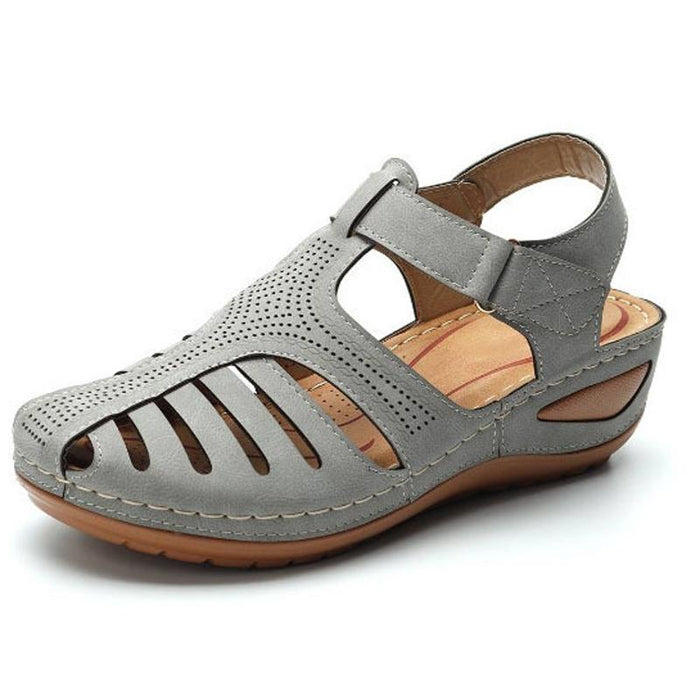 Terentia Soft PU Leather Closed Toe Vintage Anti-Slip Sandals