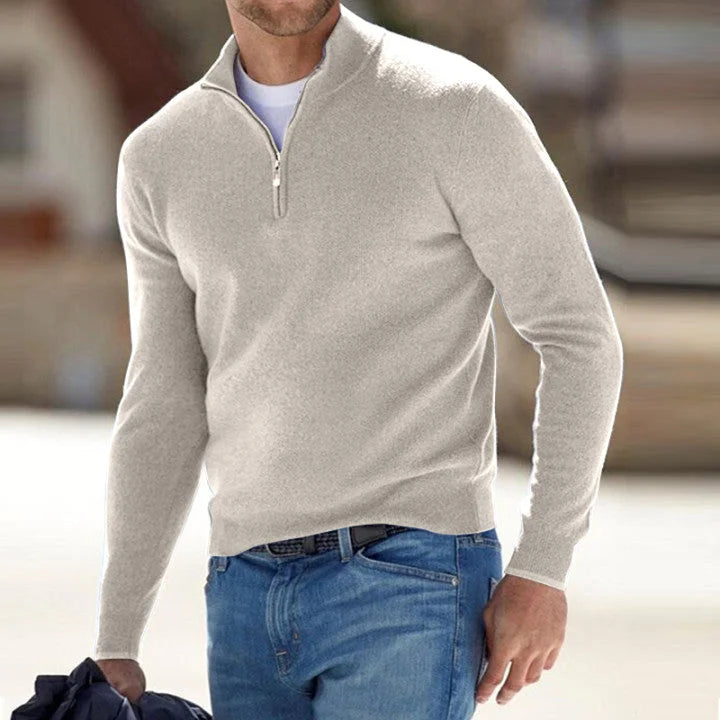 Basic-Pullover im Kaschmir-Stil für Herren mit Reißverschluss (Polyester) 