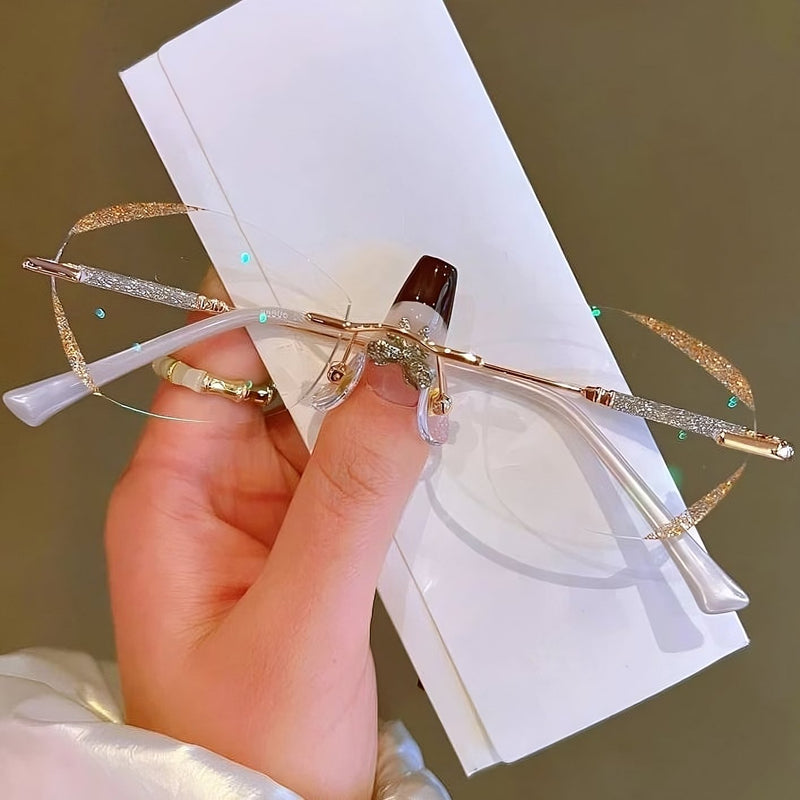 Randlose Presbyopie-Brille mit Diamanten für Damen mit Anti-Blaulicht