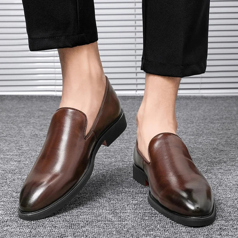 Herren Vintage Leder Abendschuhe Rote Sohle Schuhe