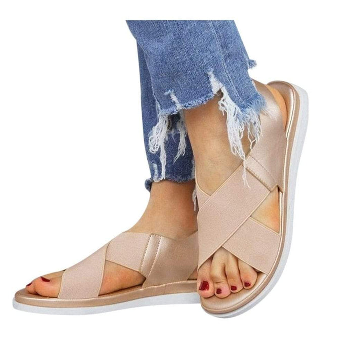Giulia Elastic Flat Bunion Protective Wide Sandals