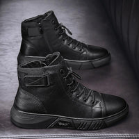 Italienische High-Top-Lederstiefel aus Martin-Leder