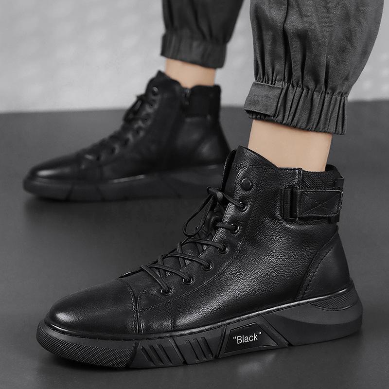 Italienische High-Top-Lederstiefel aus Martin-Leder