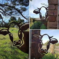 Garten Metall Peeping Kuh Bauernhof Outdoor Ornament Wasserdicht Hof