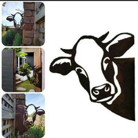 Garten Metall Peeping Kuh Bauernhof Outdoor Ornament Wasserdicht Hof