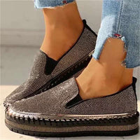 Nerilla Women's Rhinestone Platform Breathable Slip-on Sneakers