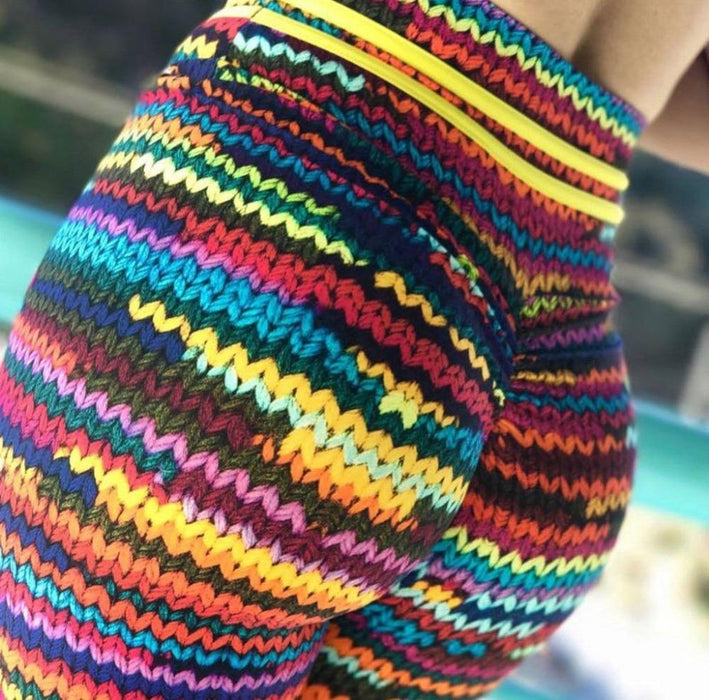 High Waist Knitprint Tummy Control 3D Print Push Up Leggings