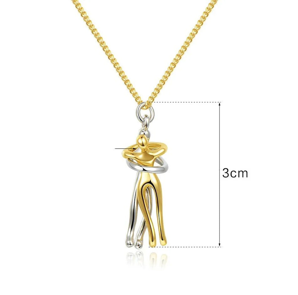 Affectionate Hug Couples Necklace Valentine's Day Embrace Chain Unisex