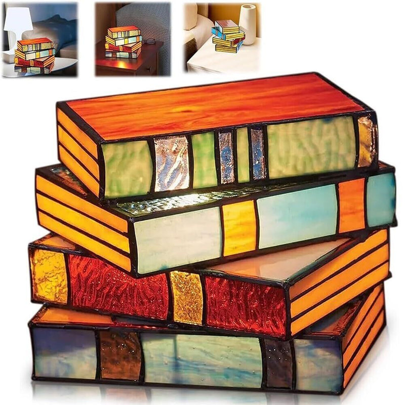 Stained Glass Stacked Books Lamp