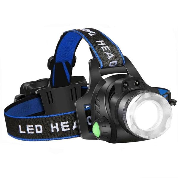 990000LM wiederaufladbare LED-Stirnlampe, zoombare Taschenlampe, taktischer Scheinwerfer