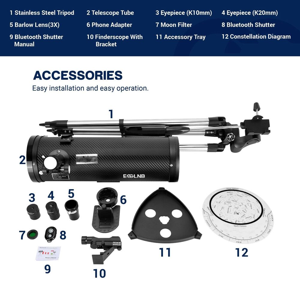 Premium Astronomical Reflector Telescope With Steel Tripod