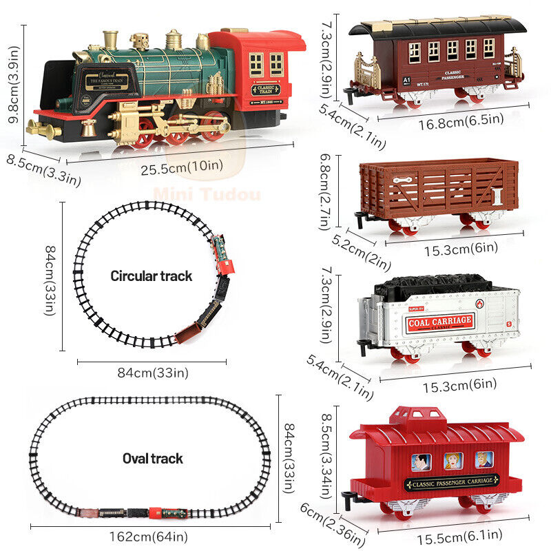 Ferngesteuertes Vintage-Klassiker-RC-Eisenbahn-Spielzeugset mit echtem Rauch, Lichtern und Sound 
