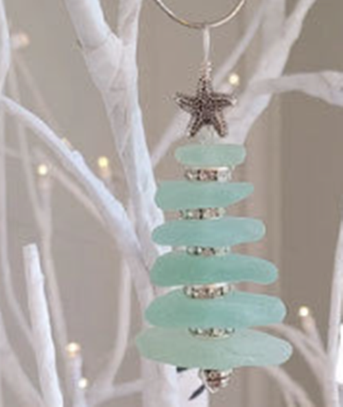 Sea Glass Christmas Tree Ornament,Ocean Christmas Tree Ornament