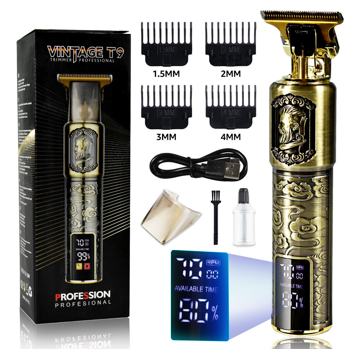 Professional LED Hair Trimmer & Beard Clippers